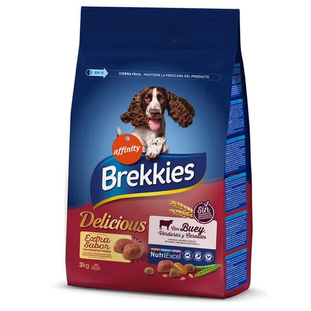 Brekkies Delicious s hovězím - výhodné balení: 2 x 7,25 kg