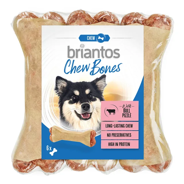 Briantos Chew Bones, 330 g  - Bones s lososem a krilem 6 x 12 cm (330 g)