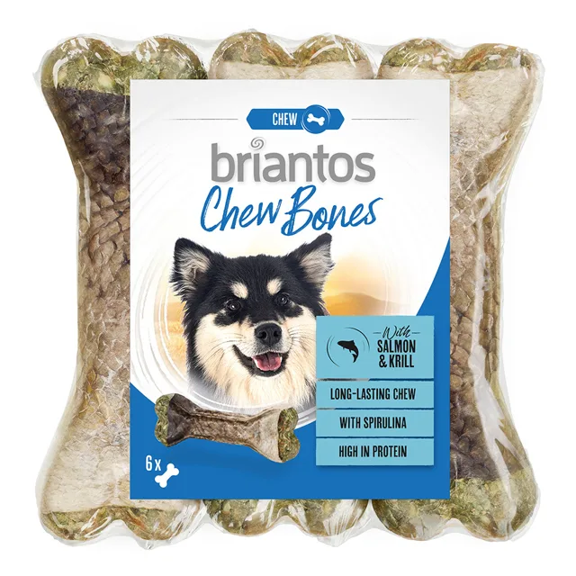 Briantos Chew Bones s lososem a krilem - 6 x 12 cm (330 g)