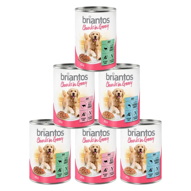 Briantos Chunks in Gravy 6 x 415 g - míchané balení (hovězí, losos, jehněčí)