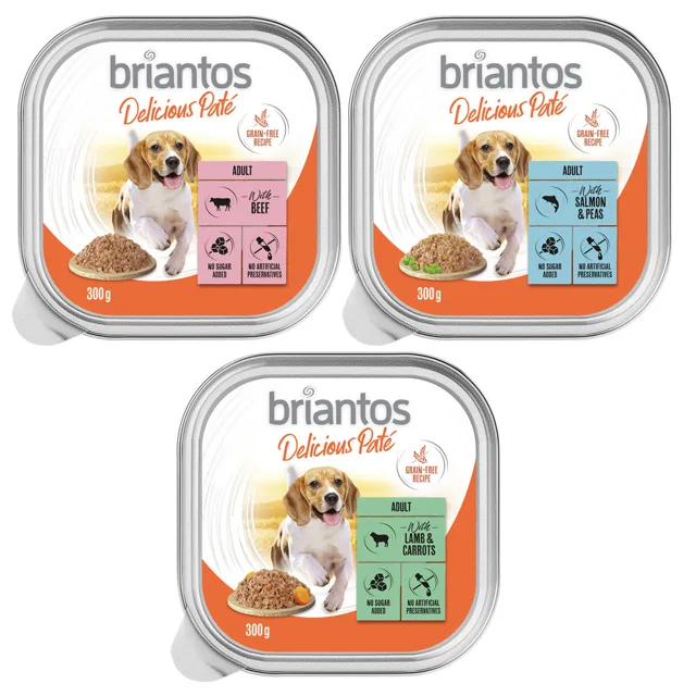 Briantos Delicious Paté 3 x 9 ks (27 x 300 g) - mix: ryby, jehněčí a hovězí