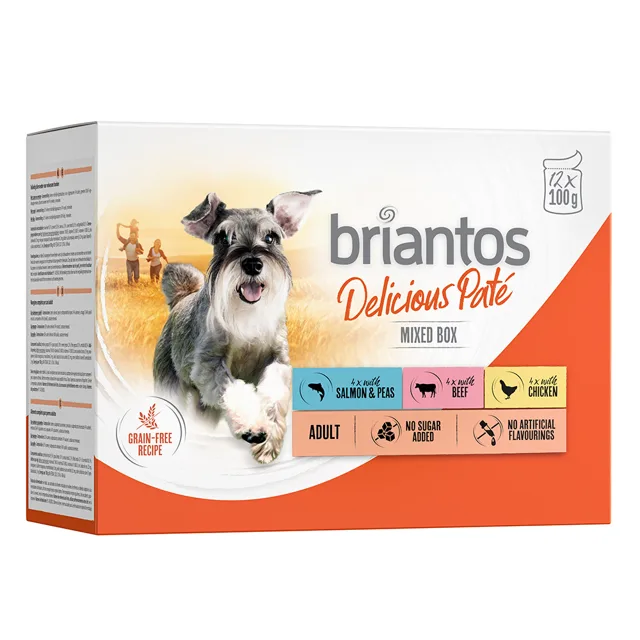 Briantos Delicious Paté 48 x 100 g - výhodné balení - míchané balení (kuřecí, hovězí, losos)