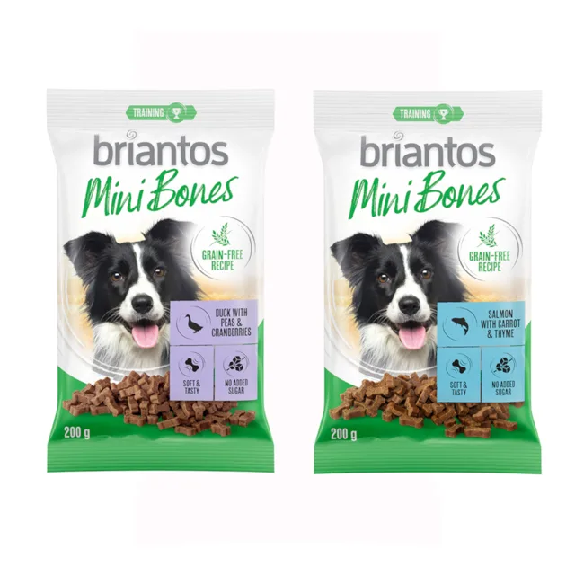 Briantos Mini Bones 200 g – bez obilnin - míchané balení: 2 x 200 g (losos, kachna)