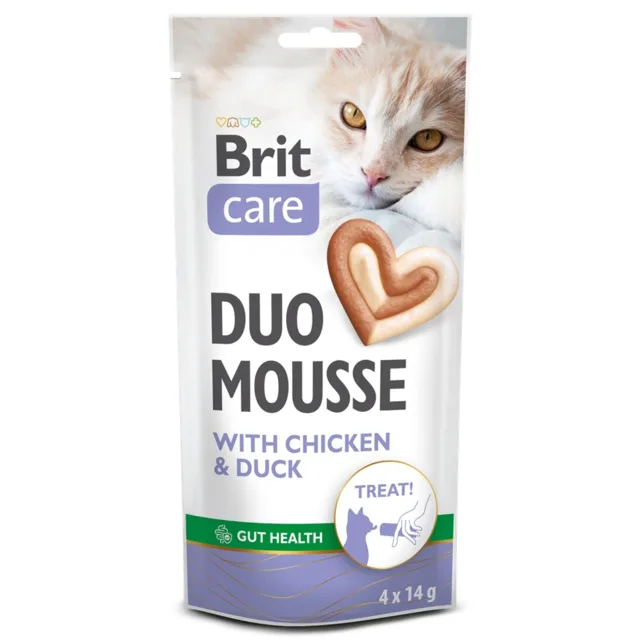 BRIT Care Cat Creamy Duo Mousse Chicken and Duck 4x14 g krémový kuřecí a kachní pamlsek pro kočky