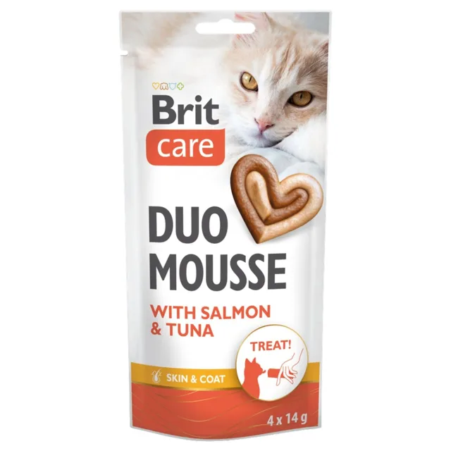 BRIT Care Cat Creamy Duo Mousse Salmon and Tuna 4x14 g krémový pamlsek z lososa a tuňáka pro kočky