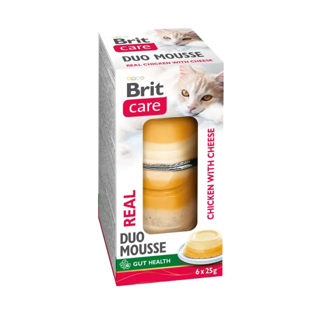 BRIT Care Cat Double Layer Mousse Real Chicken with Cheese 6x25 g kuřecí a sýrová pěna pro kočky
