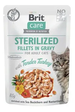 Brit Care Cat Fillets In Gravy Sterilised Tender turkey 85 g