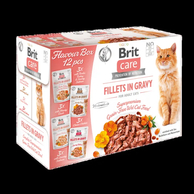 Brit Care Cat Flavour box Fillet in Gravy, 4*3 pcs 12*85 g