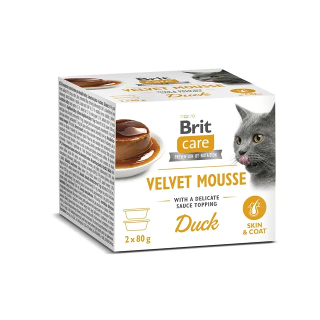 BRIT Care Cat Velvet Mousse Duck 2x80 g pěna s kachnou, mokré krmivo pro kočky