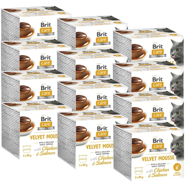 BRIT Care Cat Velvet Mousse Kuře a losos 24x80 g pěna s kuřetem a lososem, mokré krmivo pro kočky