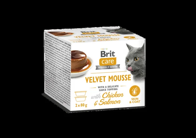 Brit Care Cat Velvet Mousse Skin & Coat Chicken & Salmon 2 x 80 g
