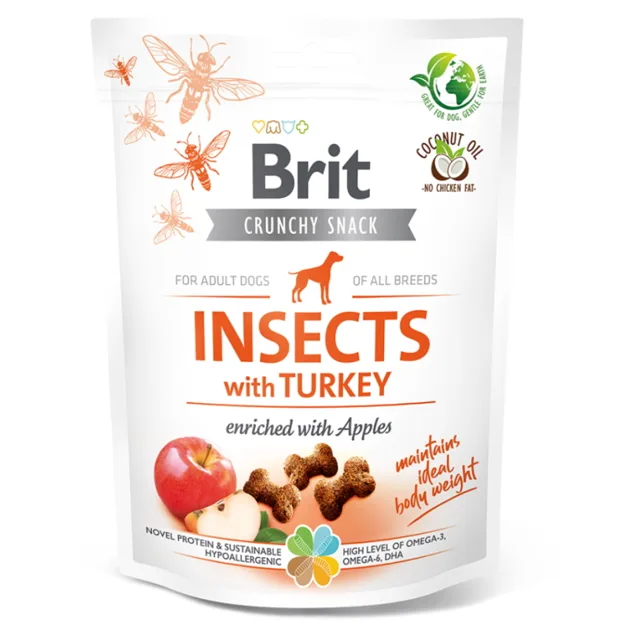 BRIT Care Crunchy Snack Insects with Turkey pamlsky s hmyzem a krůtím pro psy 200 g