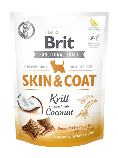 BRIT Care Dog Functional Snack Skin&amp;Coat Krill 150g pochoutka pro srst