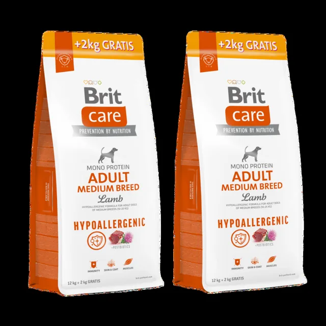 Brit Care Dog Hypoallergenic Adult Medium Breed (12+2kg) + (12+2kg) VÝHODNĚ