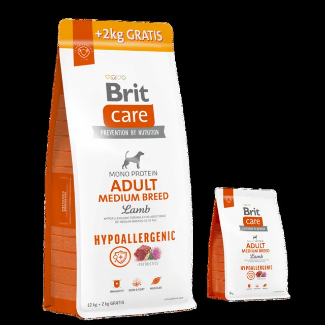 Brit Care Dog Hypoallergenic Adult Medium Breed (12+2kg) + 3 kg ZDARMA