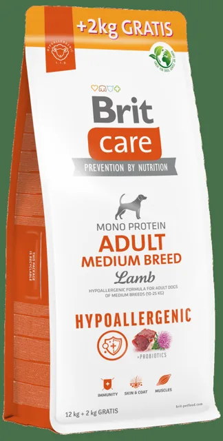 Brit Care Dog Hypoallergenic Adult Medium Breed 12+2kg