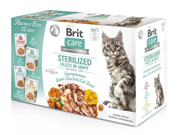 BRIT CARE Fillets in Gravy Box Pouch Sterilized 12X85g pro sterilizované kočky