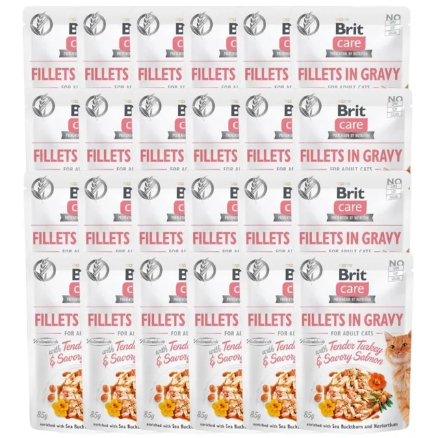 BRIT Care Fillets in gravy Turkey &amp; Savory Salmon 24 x 85g