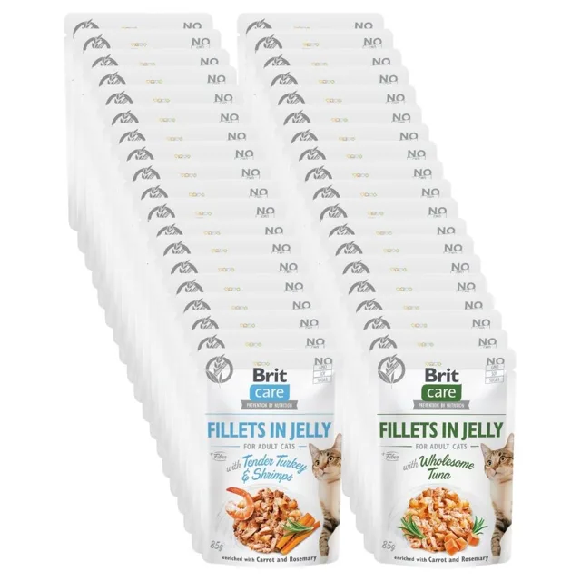 BRIT Care Fillets in Jelly Mix příchutí 48 x 85 g Krůta a krevety, tuňák pro kočky