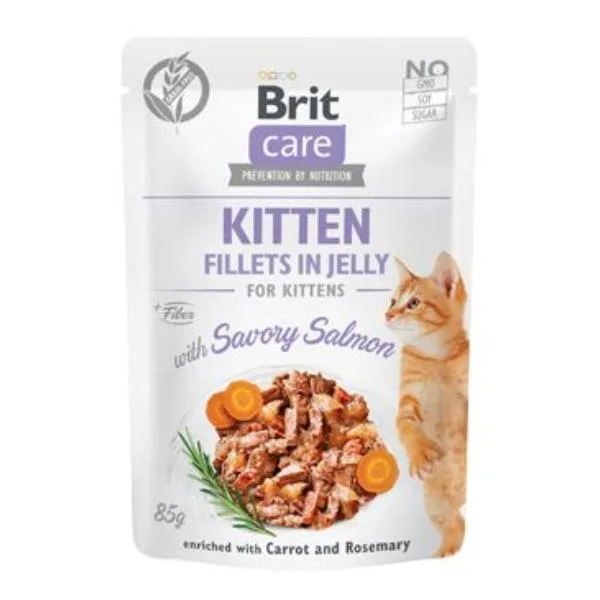Brit Care Kitten Fillets in Jelly with Savory Salmon  - 85g