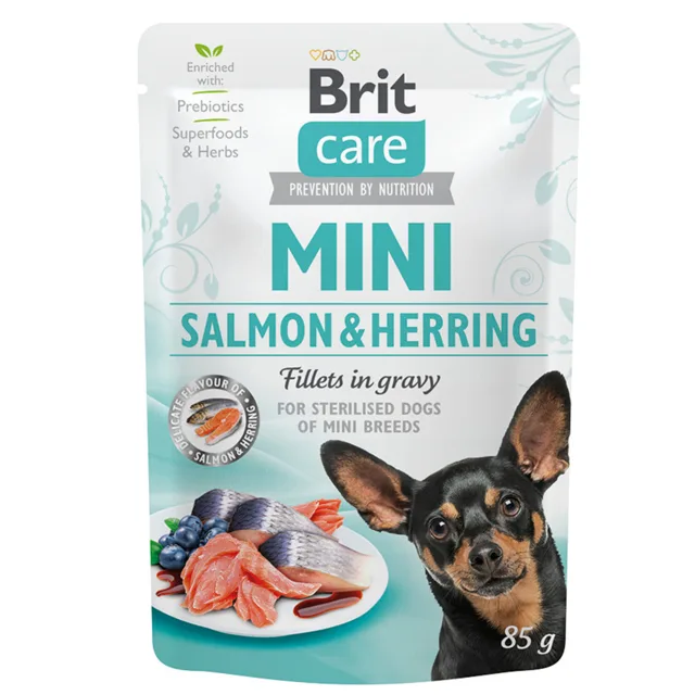 Brit Care Mini Sterilised v omáčce 24 x 85 g - losos a sleď