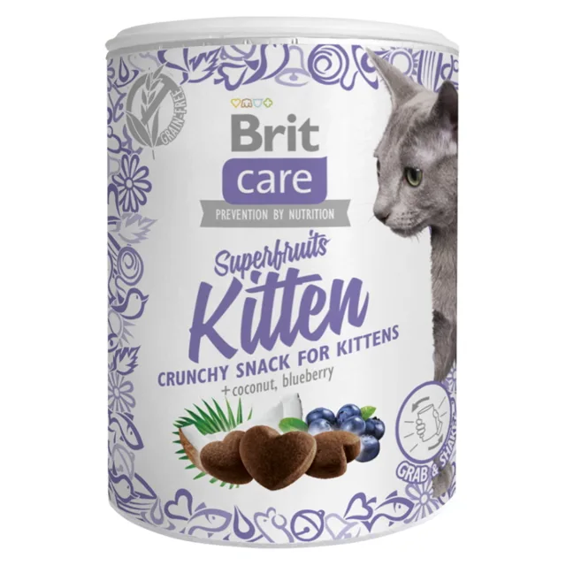 BRIT Care Snack Superfruits Kitten s kuřetem, kokosem a borůvkou pro koťata 100 g