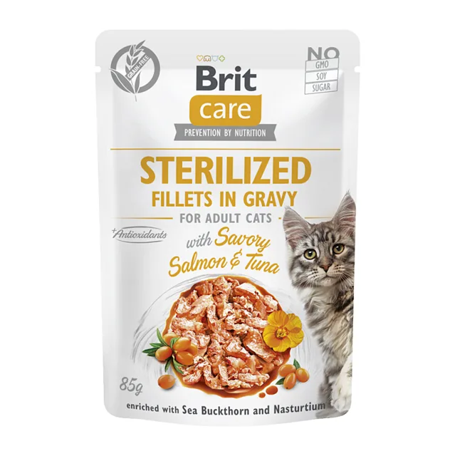 BRIT Care sterilized fillets with salmon&tuna kapsička pro kočky 85 g