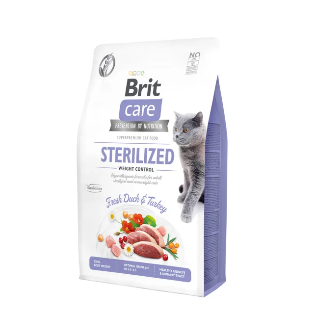 Brit Care Sterilized Weight Control s kachnou a krůtou - 2 kg
