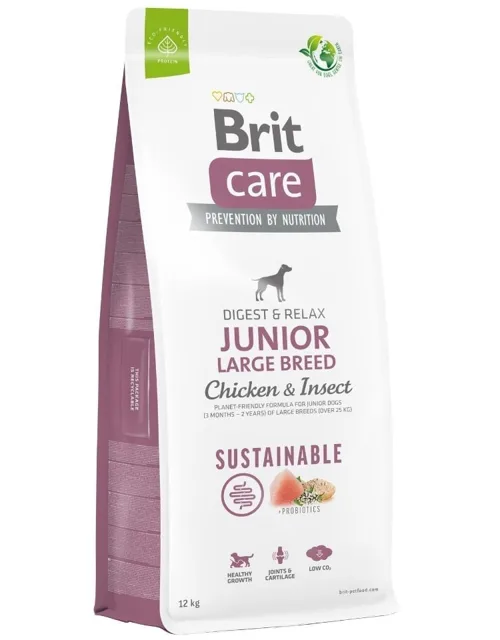 BRIT Care Sustainable Junior Large Breed s kuřecím masem a hmyzem 12 kg