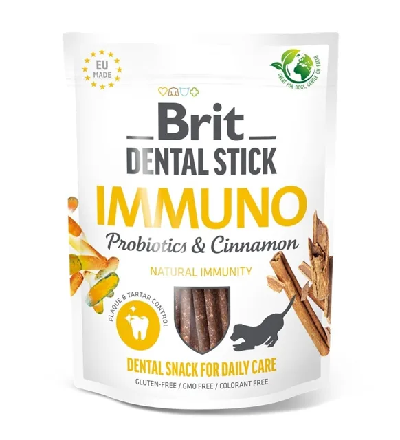 BRIT Dental Stick Immuno probiotika a skořice 251 g dentální pamlsek pro psy podporující imunitu