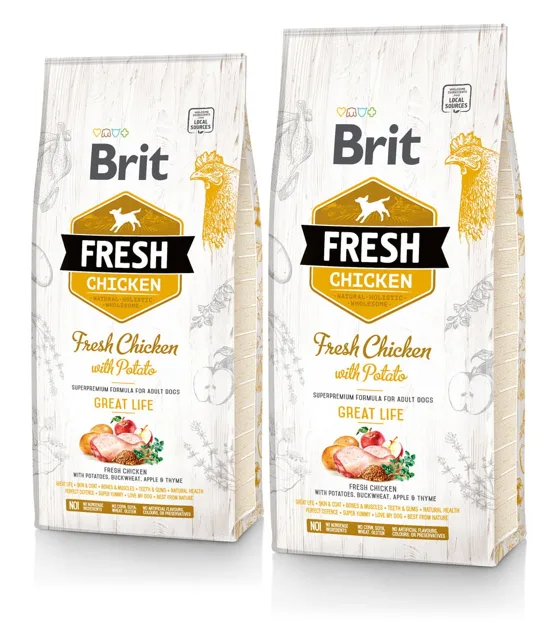 BRIT Fresh chicken with potato adult great life 2 x 12 kg