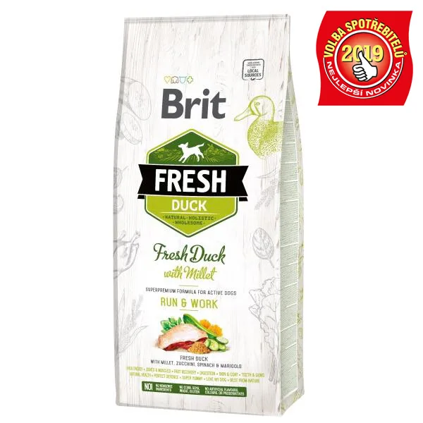 Brit Fresh Dog Adult Duck/Millet Run &amp; Work - 12kg