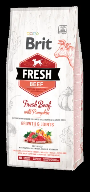 Brit Fresh Dog Large Puppy Beef/Pumpkin Growth &amp; Joints - 12kg