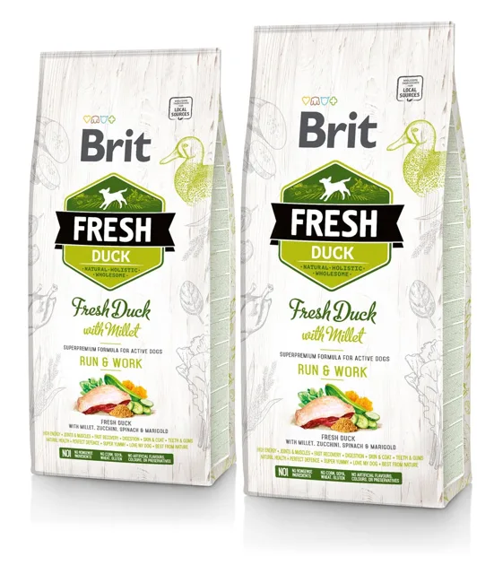BRIT Fresh duck with millet active run &amp; work 2 x 12 kg