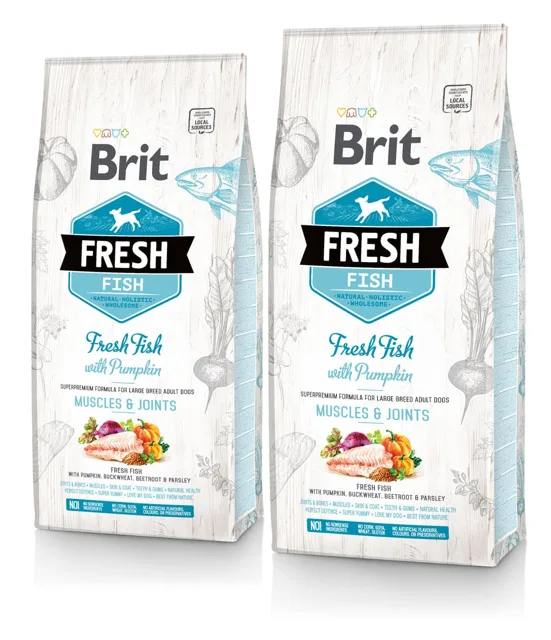 BRIT Fresh fish with pumpkin adult large 2 x 12 kg