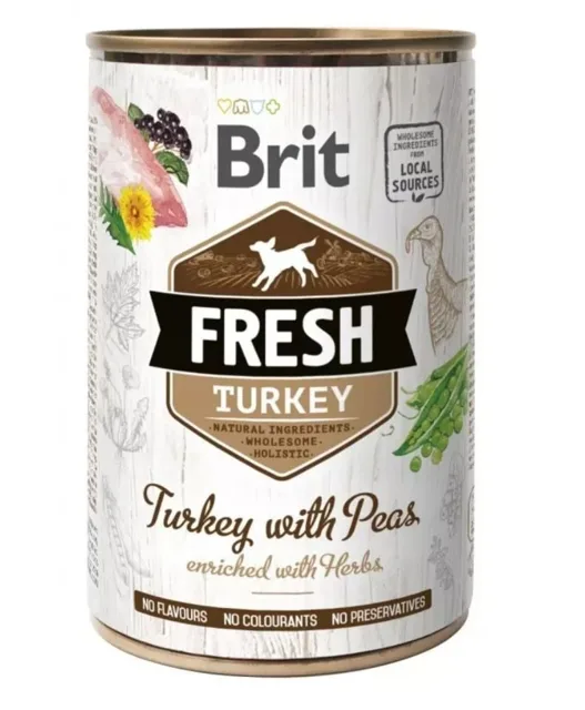 BRIT FRESH turkey &amp; peas 400g krůta s hráškem pro psy