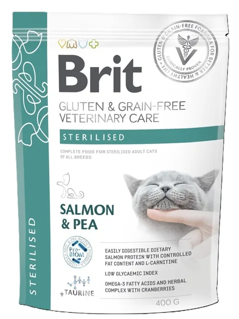 BRIT Grain Free Veterinary Care Cat Sterilised Salmon and Pea 400 g pro dospělé kočky po sterilizaci