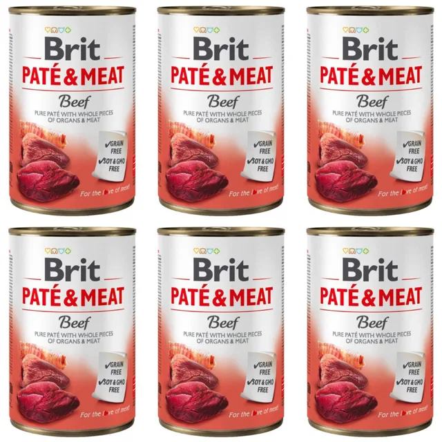 BRIT Pate&amp;Meat beef 6x400 g paštika s hovězím masem