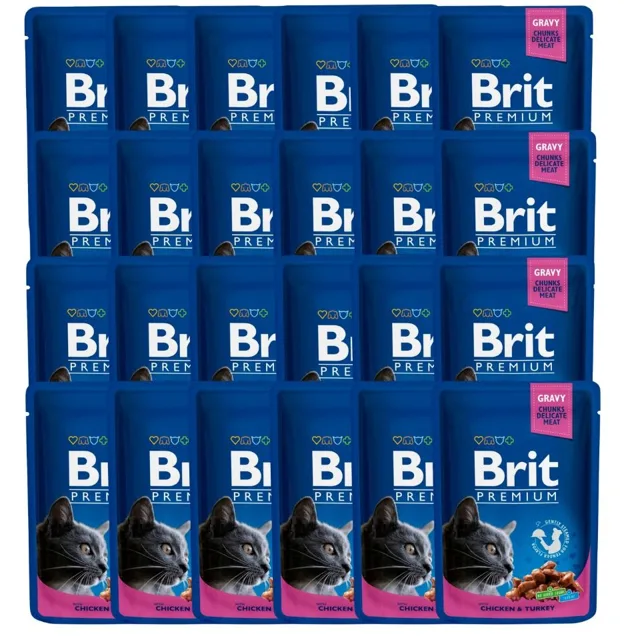 BRIT Premium Adult Mix příchutí 48x100 g kapsičky s kuřecím a krůtím masem a treskou pro kočky