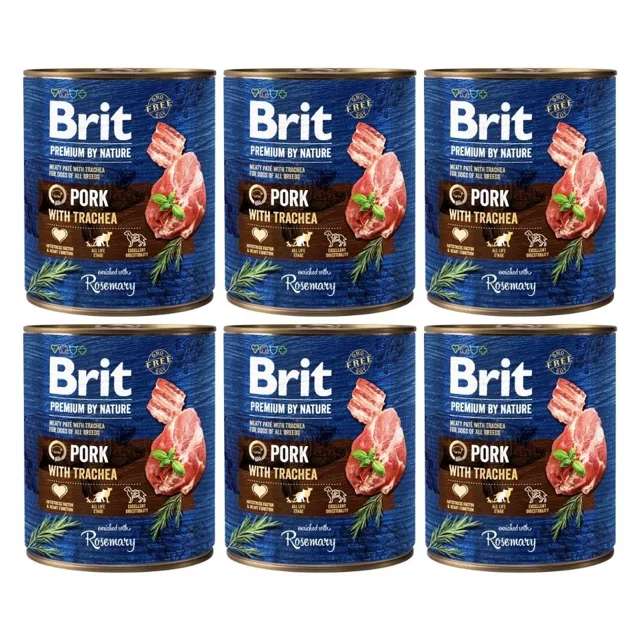 BRIT Premium by Nature 6x400 g s vepřovým masem a jícny pro psy