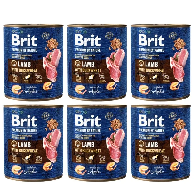 BRIT Premium by Nature 6x800g přírodní krmivo pro psy s jehněčím a pohankou