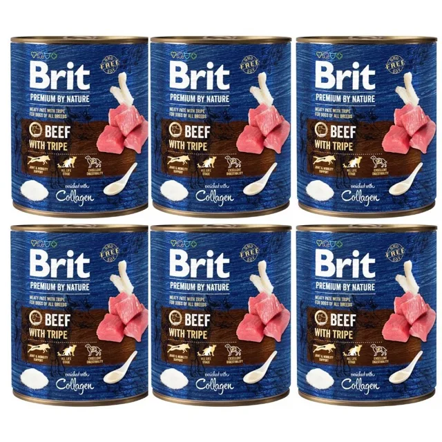 BRIT Premium By Nature Beef&amp;Tripes 6x800 g hovězí maso a droby pro psy