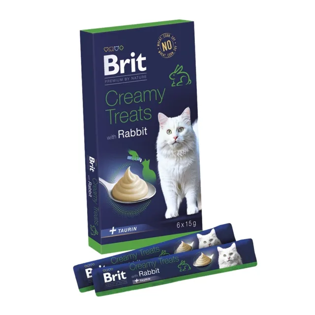 BRIT Premium by Nature Cat Creamy Treats with Rabbit 6x15 g krémový králičí pamlsek pro kočky