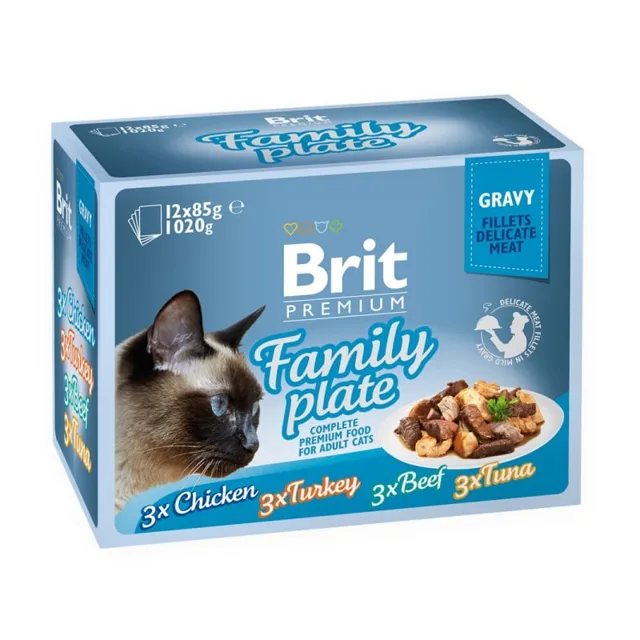 BRIT Premium by Nature Cat Delicate Fillets in Gravy Family Plate 12x85g krmivo v omáčce pro dospělé kočky