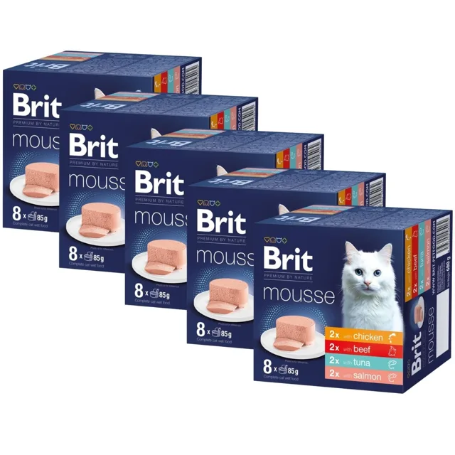 BRIT Premium by Nature Cat Mousse Multipack Mix 40x85 g pěna s kuřecím masem, hovězím masem, tuňákem a lososem pro kočky