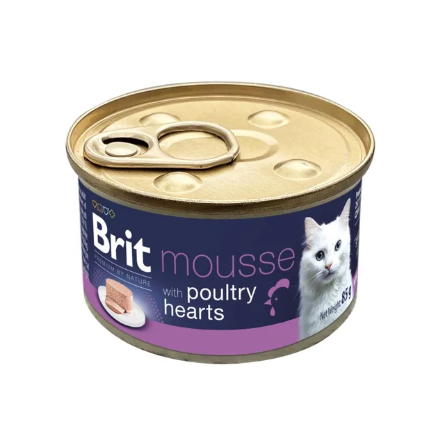 BRIT Premium by Nature Cat Mousse with Poultry Hearts 85 g pěna s kuřecími srdíčky, mokré krmivo pro kočky
