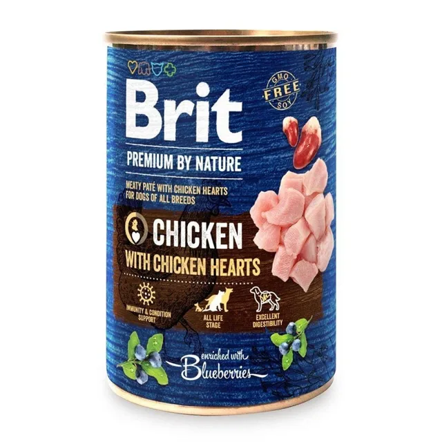 BRIT Premium by Nature Chicken and hearts 6x400 g kuřecí a srdíčka přírodní krmivo pro psy