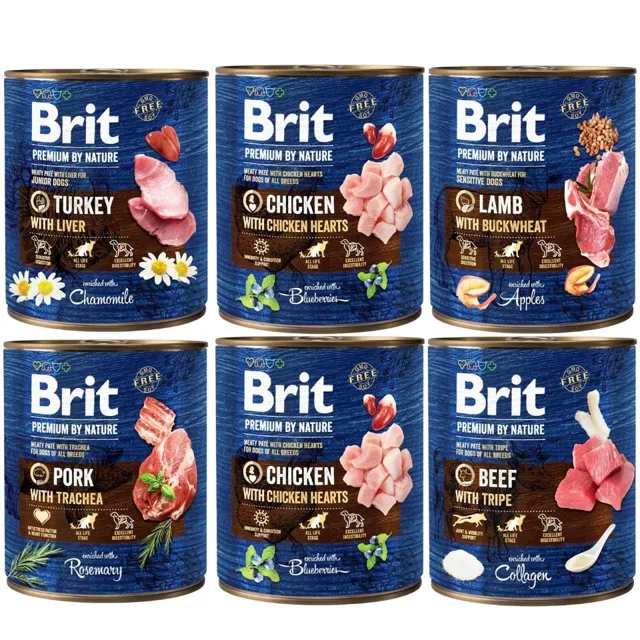 BRIT Premium by Nature Mix příchutí 6x800 g přírodní krmivo pro psy