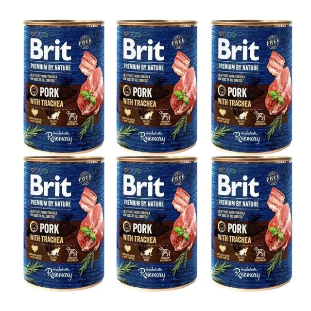 BRIT PREMIUM BY NATURE PORK&amp;TRACHEA  6x400 g
