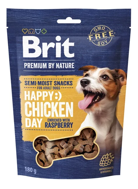 BRIT Premium by Nature Semi-moist Snack Chicken and Raspberry 180g poloměkká pochoutka pro psy s kuřecím masem a malinami